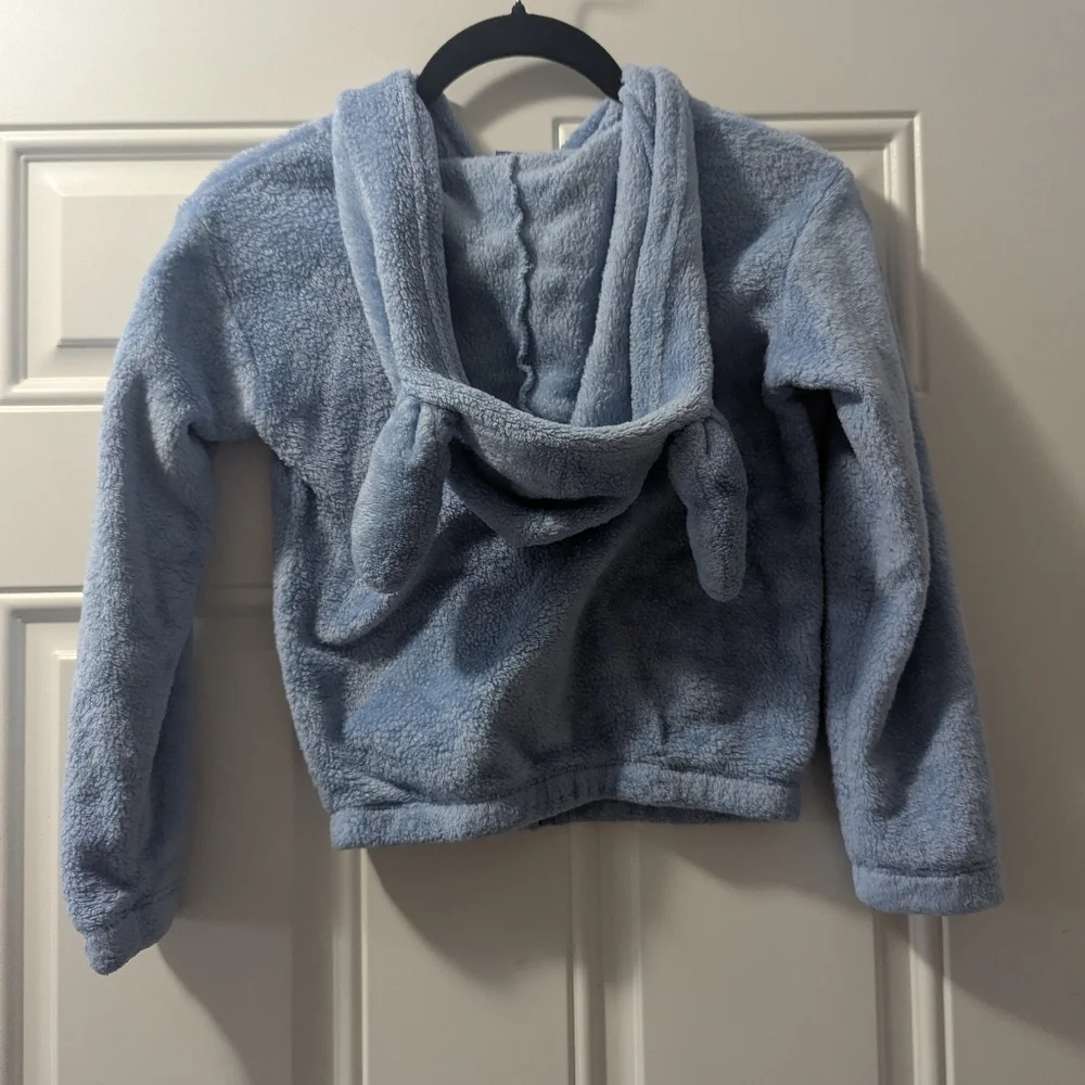 Disney  Kids Blue Stitch Fleece Hoodie With Ears, Size Small (7/8)